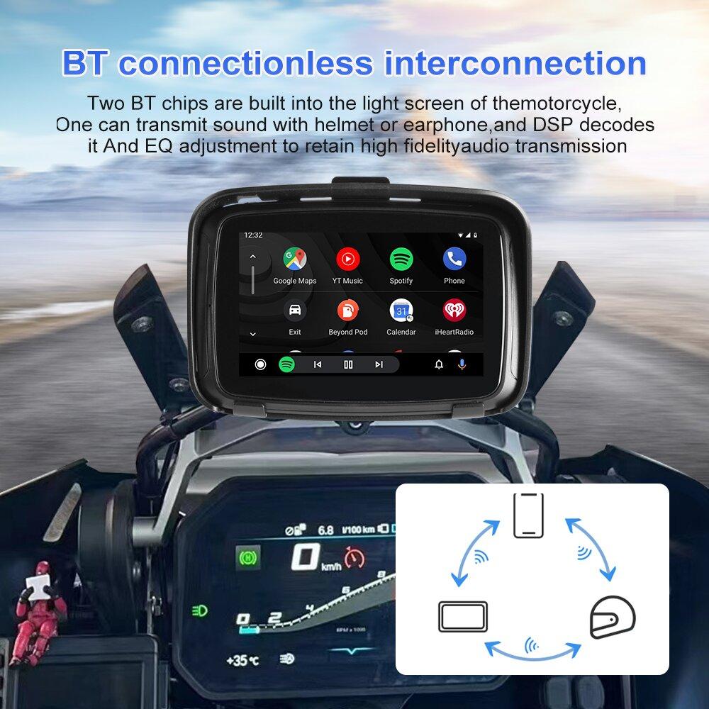 5 inch Motorcycle Navigation Wireless Apple Carplay Portable Waterproof Display Android Auto GPS Screen IPX7 Motorcycl