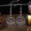 Ethnic Boho Vintage Drop Earrings For Women Geometric Hollow Crystal Blue Red Green Black Dangle Bohemian Wedding Earings Bijoux