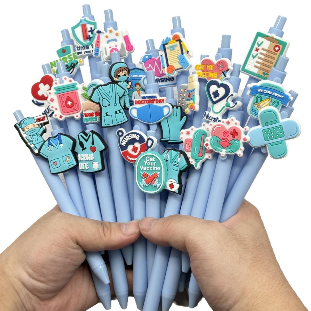 10Pcs Medical Nurse Theme Ballpoint Pens, Random Mixed, Black Ink Pens, Cartoon Doctor Nurse Series Office Stationery Gift, Smooth Writing, Suitable f