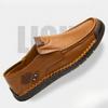 Men's Slip-on Casual Leather Shoes Hand-stitched Plus Size 36-50 Loafers Non-slip Soft Sole Flats for Walking Driving