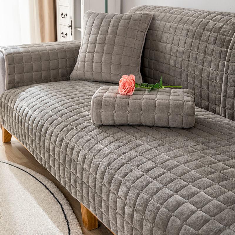 Universal Velvet Sofa CushionThickened Warm Plush Sofa Cover Living Room Cushion Non-Slip Furniture Decoration Dust Cover Winter