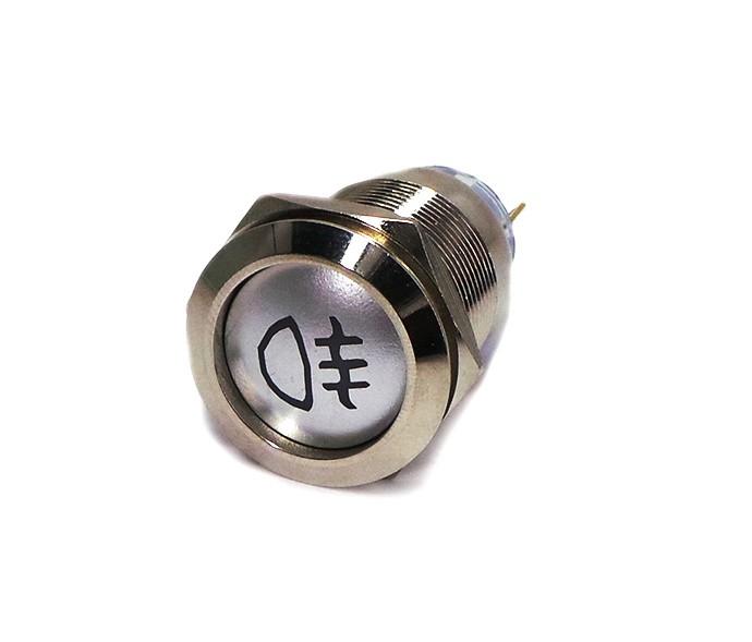 Włącznik świateł przeciwmgielnych LED 16mm chrom chwilowy + gniazdo Off-Road