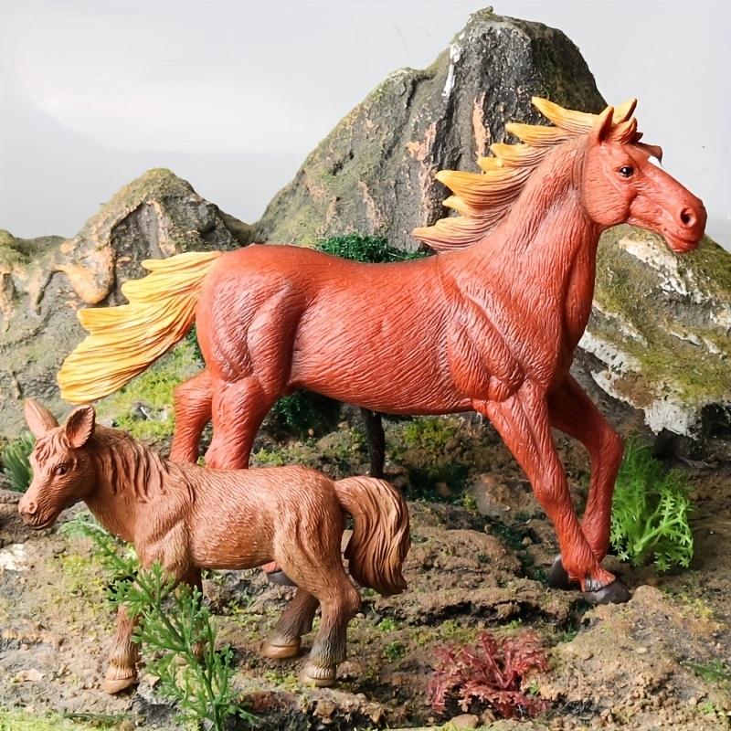 Oenux 2-Pieces Set Of Large Farm Animal Horse Cow Pig Sheep Goat Donkey Model Action Figures PVC Educational Cute Kids Toy Gift