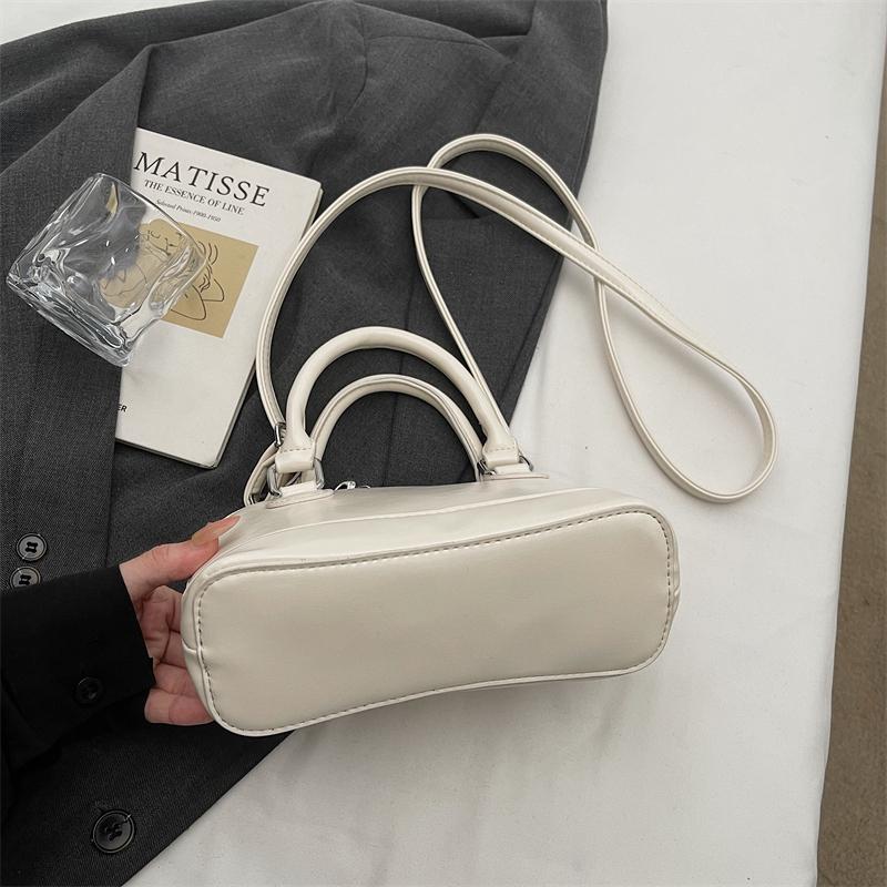 Glossy PU Handbag Women Fashion Mini Shoulder Bag Classic Oval Shape Crossbody Tote Bag