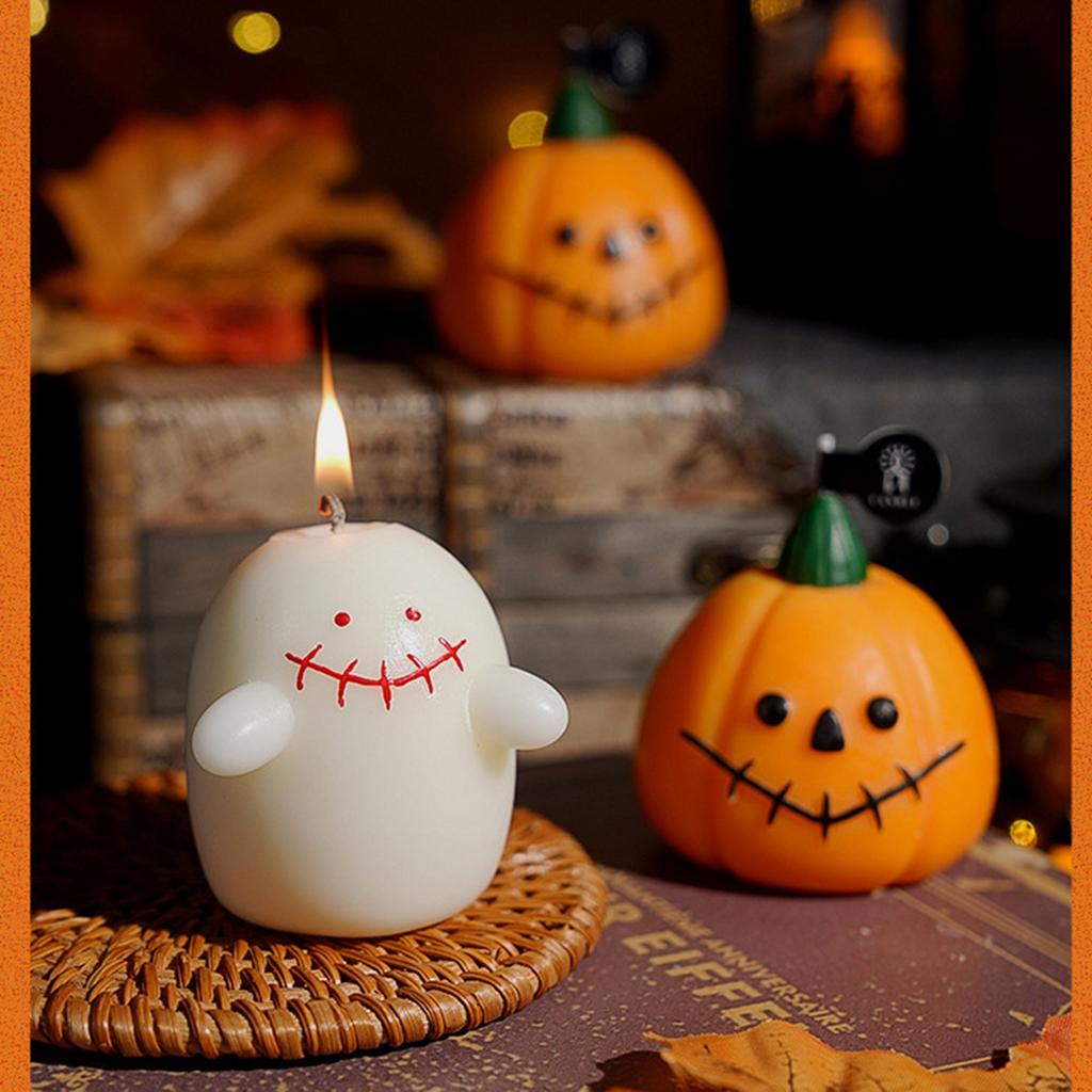 Halloween 13Pcs Scented Candles Set Spooky Pumpkin Ghost Skull Soy Wax DecorAutumn Festive Home Gifts Trio