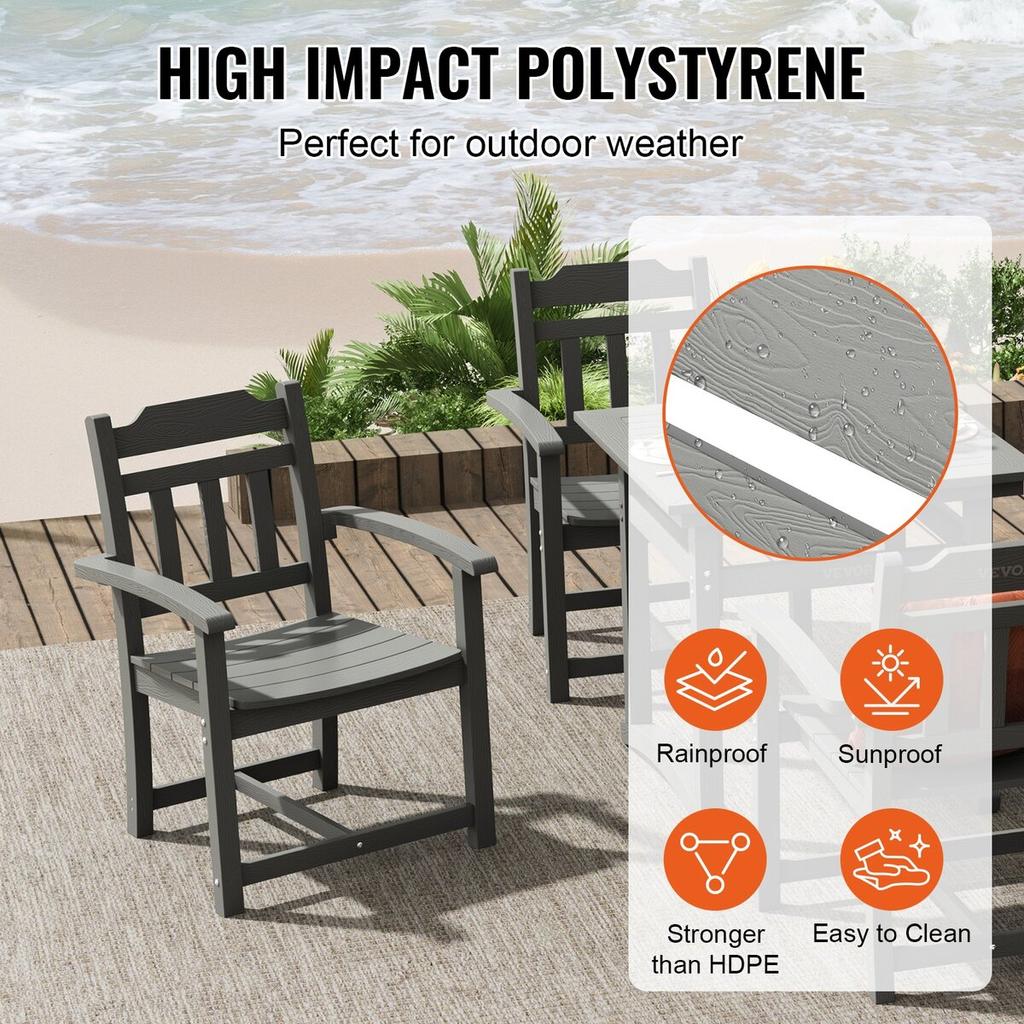 5 Pieces Patio Dining Set, Outdoor Square Furniture Table and Chairs, All Weather Garden Furniture Table Sets, HIPS Small Patio Conversation Set, For