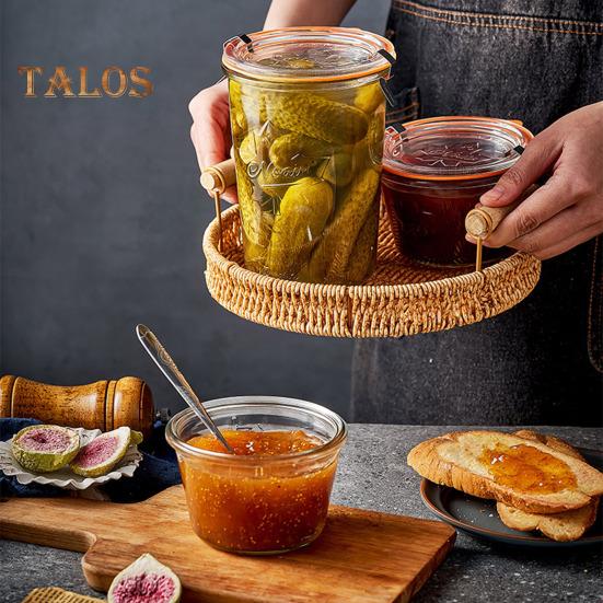 350/800ml Glass Food Storage Jar with Lid Sugar Tea Sealed Container Stackable High Temperature Resistant Airtight Kitchen Coffee