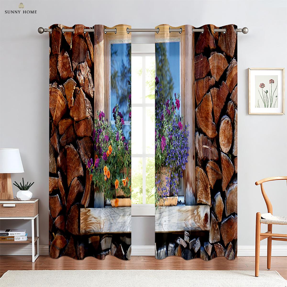 

Windowcurtainsscenery Seaside 3D Effect Curtain Rod Pocket Living Space Bedroom Area Kitchen Area Ornamentalcurtains W50xH140(CM)x2PCS&Rod pocket