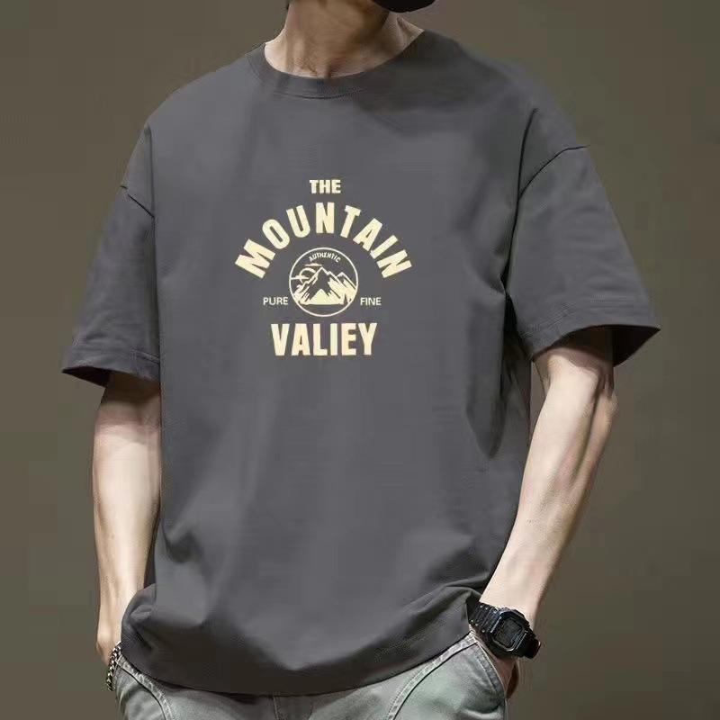 Simple T-shirt Men's Print Summer Trendy Printed Round Neck Shirt Cotton Short Sleeved Loose Trendy Breathable T-shirts