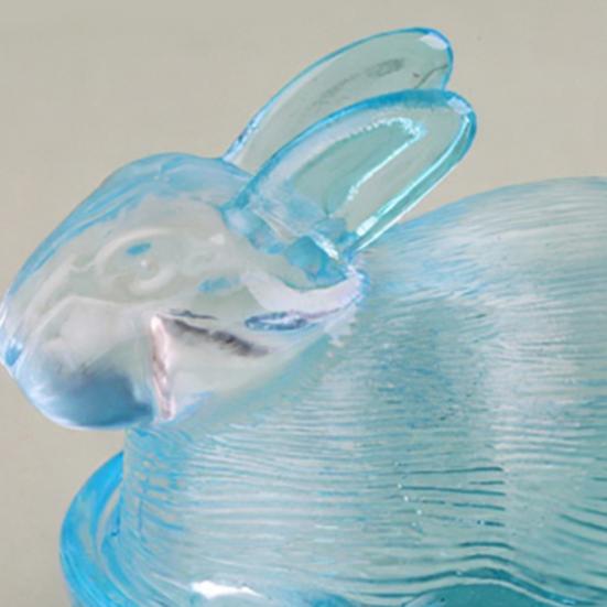 Glass Bunny Candy Dish Easter Bunny Candy Bowl with Lid Snack Serving Dish for Party