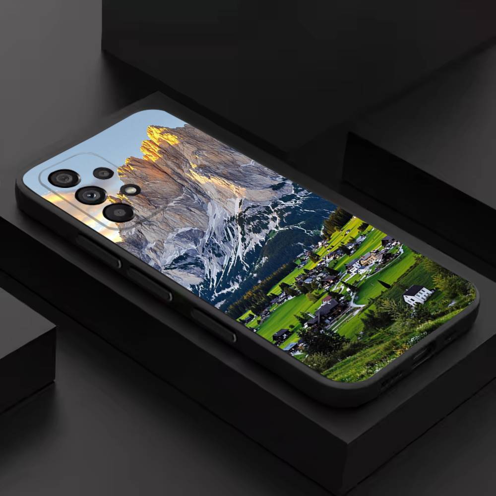Mountains landscape T-Travel For Samsung S 26,25,24,23,22,30,21,10,9,Ultra,Plus,Lite,FE,4,5G Black Soft Case Phone Case