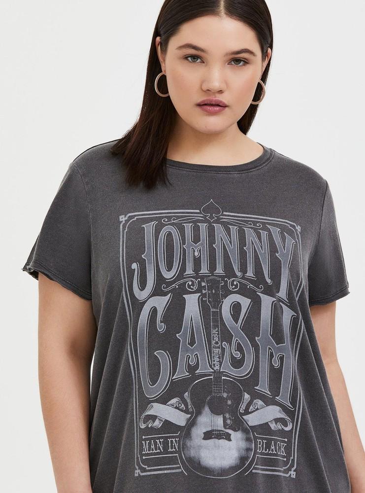 Vtg Johnny Cash 90s Rare Design Remake Graphic Charcoal t shirt NH20421 S