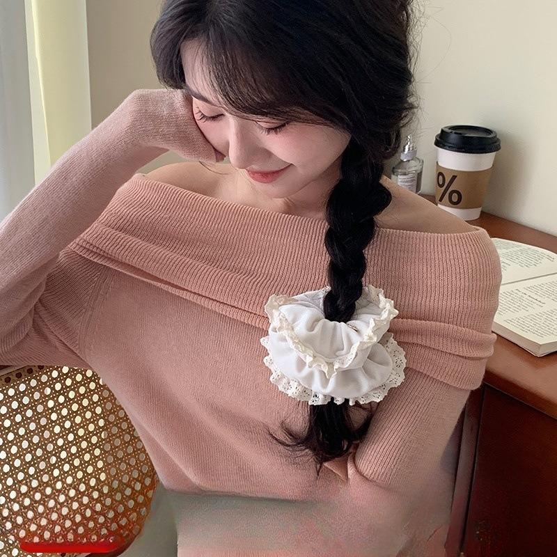 Korea Elegant Lace Velvet Scrunchies Women Girls Elastic Hair Rubber Band Accessories Tie Hair Ring Rope Headdress Headwear