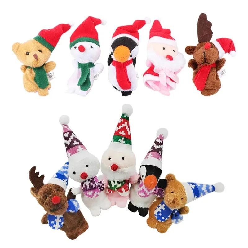 5PCS Christmas Finger Puppets Toys for Kids Elk Santa Claus Snowman Penguin Character Party Favors Finger Hands Party Toys