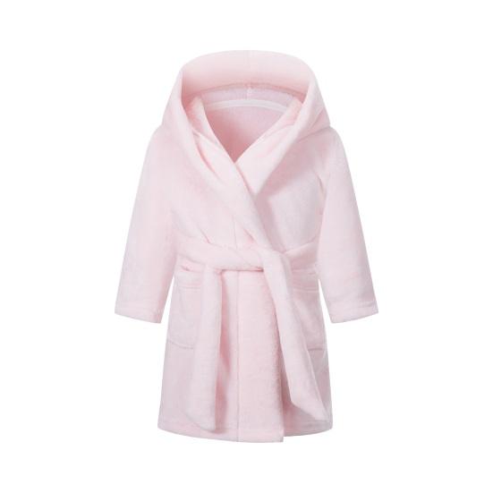 Girls Flannel Hooded Robe with Waist Tie Soft Fuzzy Bathrobe for Kids Warm Printed Bath Robe with Hood And Pockets