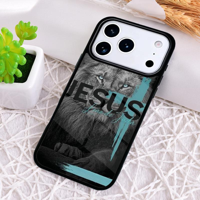 Lion Face Cross - Animal Phone Case for iPhone 17 Air 16 15 11 12 14 13 Pro Max Shockproof Cover