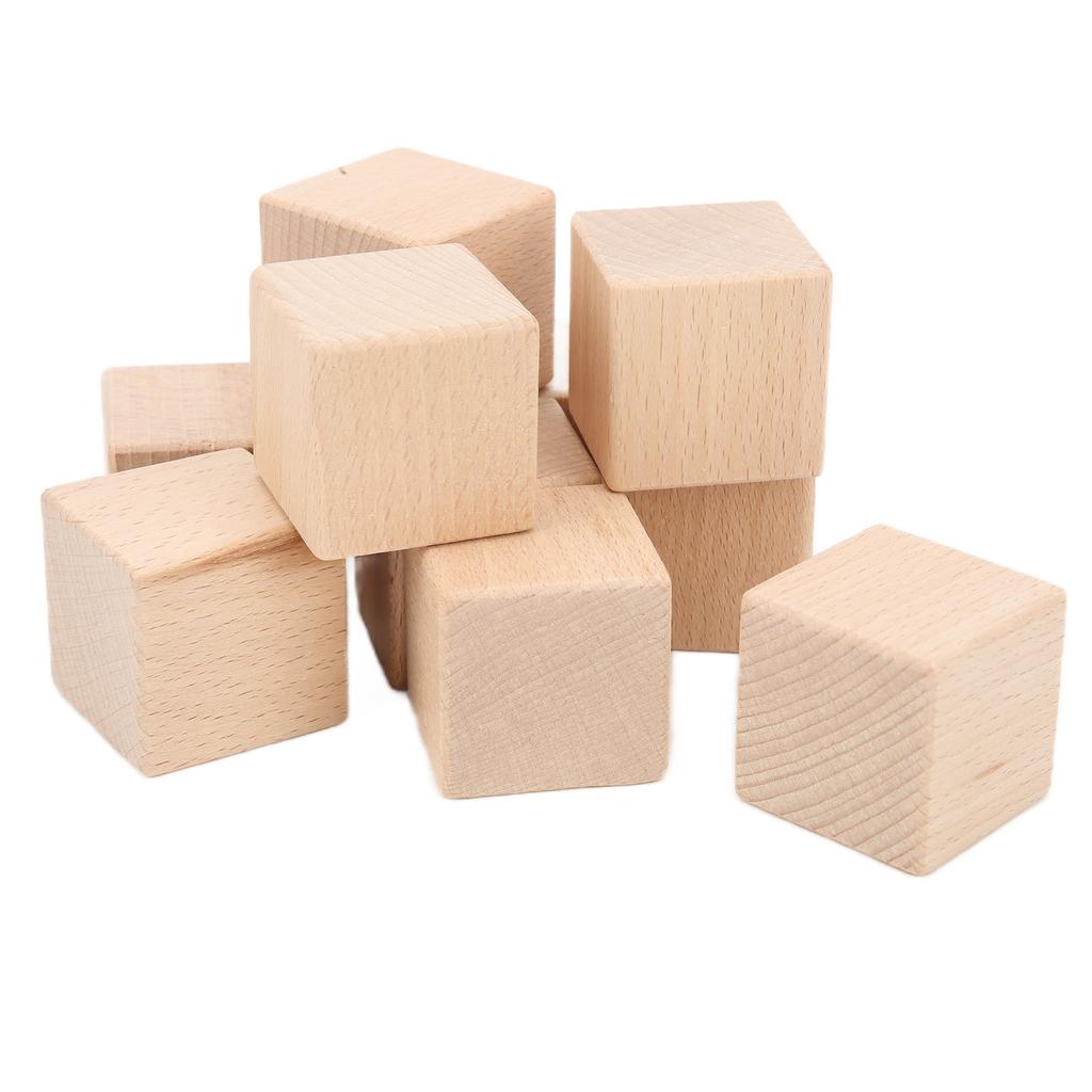 10Pcs Unfinished Wooden Blocks 4cm Smooth Durable Sturdy Uniform Size Small Wood Cubes for Crafts DIY Home Decor