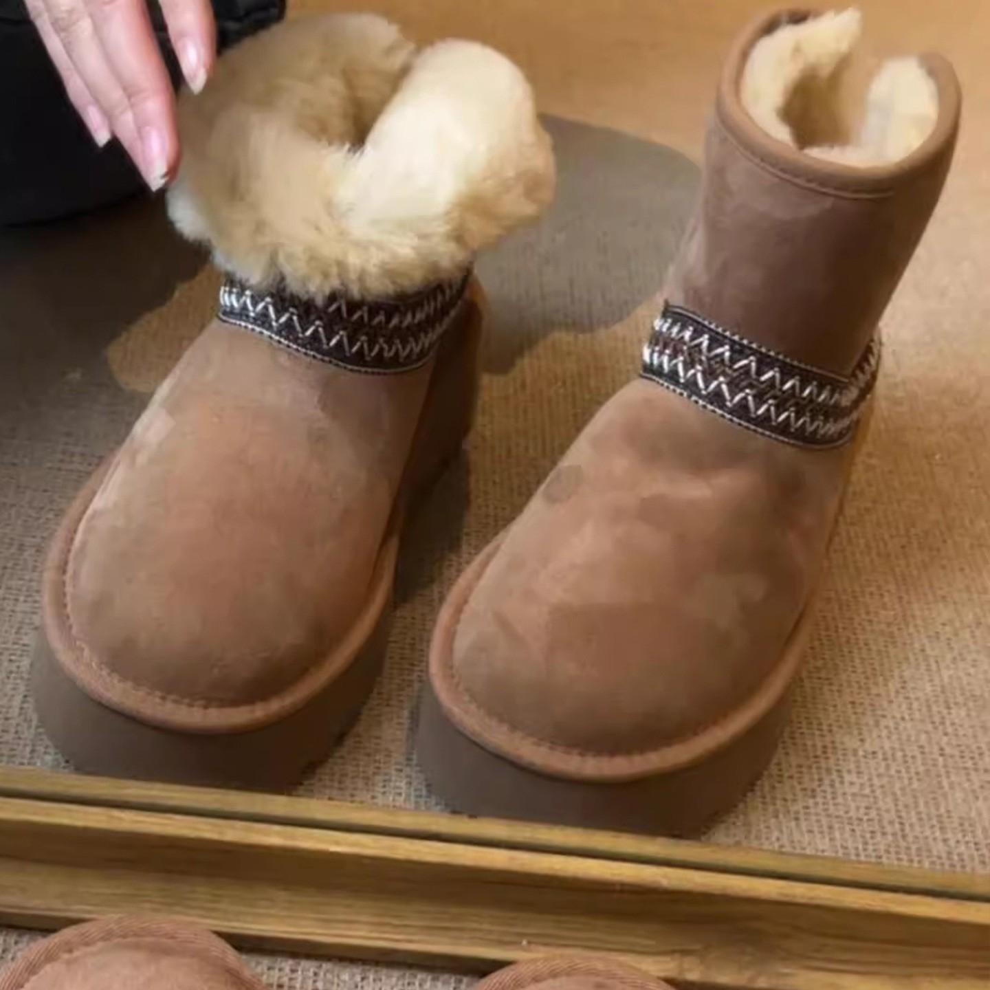 Thick-soled ethnic wind velvet thickened snow boots winter non-slip Northeast cotton shoes 35