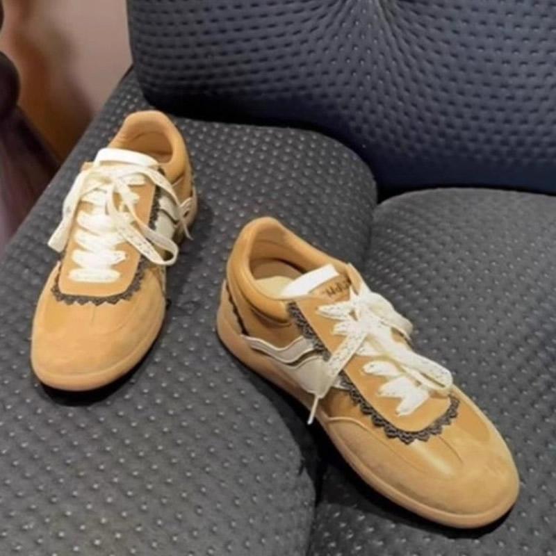Design Sensation Lace-Up German Training Shoes Women's 2025 Spring Summer New Style Small Size Agan Casual German Trainer Shoes