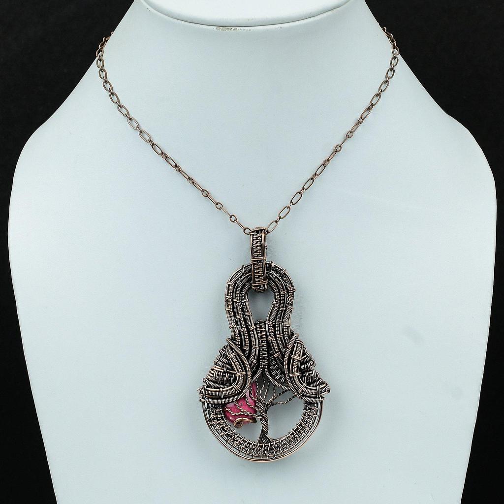 Tree Of Life Thulite Pendant Copper Wire Wrapped Gemstone Pendant Copper Wire Wrap Jewelry Handmade Pendant Gift For Women Beautiful Jewelry