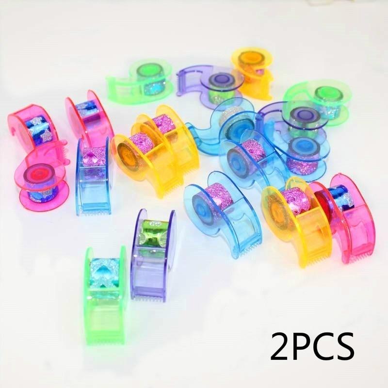 

2 Pcs Mini Tape Dispenser 1cm Dispensing Gold Glitter Tape Color Glitter Tape Device Cartoon Packing Machine Office