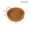 1Pcs Round Shape Storage Tray Breakfast Bread Food Plastic Rattan Threads Basket