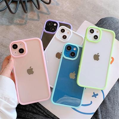 Bonbonfarbene Stoßstange Transparente Handyhülle Für iPhone 16 15 14 13 11 12 Pro Max Mini XR XS X 7 8 Plus SE Klare Harte Acrylhülle