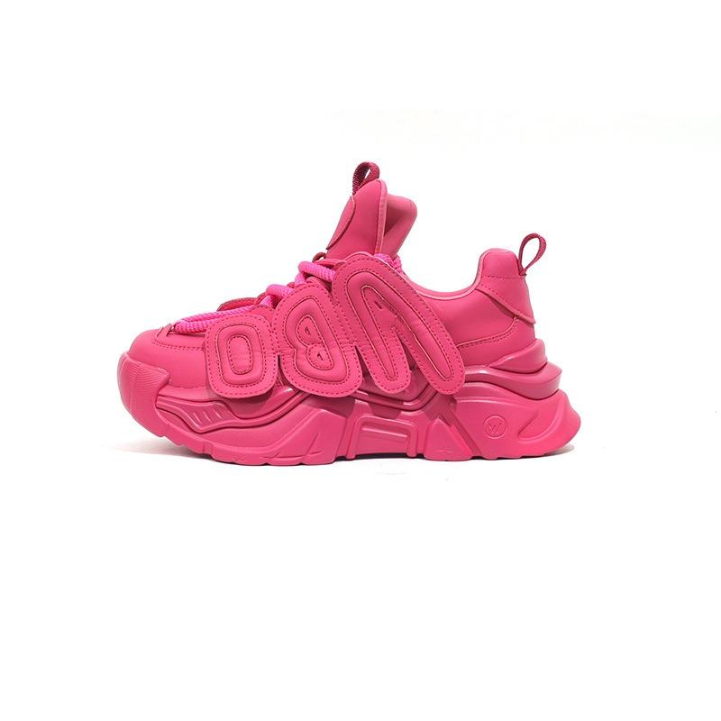 

Leather Daddy Shoes Women s Autumn New Fashion Versatile Platform Muffin Casual Sneakers 40 рожевий червоний колір