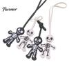 Gothic Skeleton Hanging Ornament Halloween Faux Leather Decoration, Black White Decoration Ornament, Double-sided Decor Pendant Dark Style