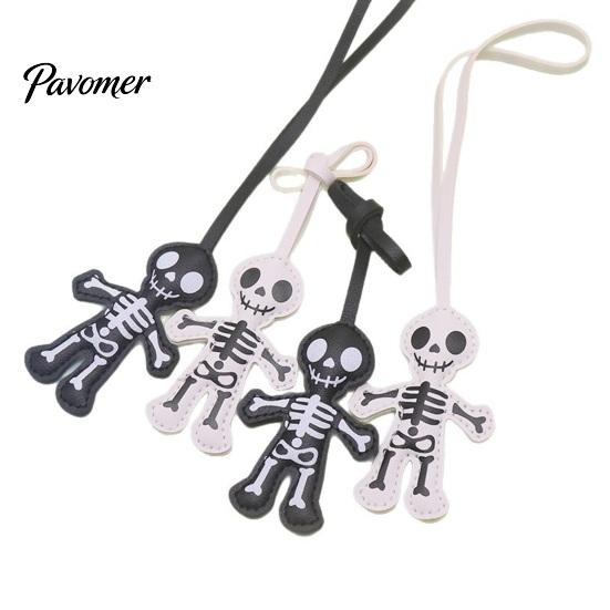 Gothic Skeleton Hanging Ornament Halloween Faux Leather Decoration, Black White Decoration Ornament, Double-sided Decor Pendant Dark Style