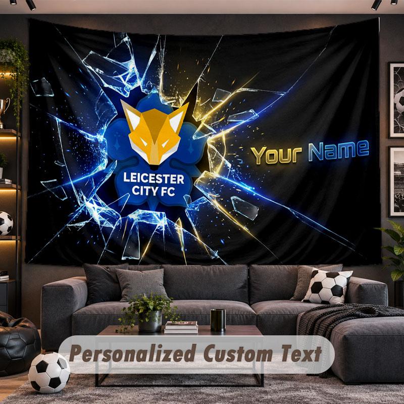 Wall Hanging Tapestry Custom NameLeicester City Pattern Personalized Printed Fabric Wall Decor
