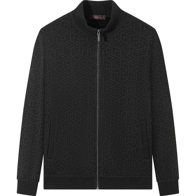 

Мужской вязаный кардиган свитер Septwolves с воротником-стойкой и шерстью L