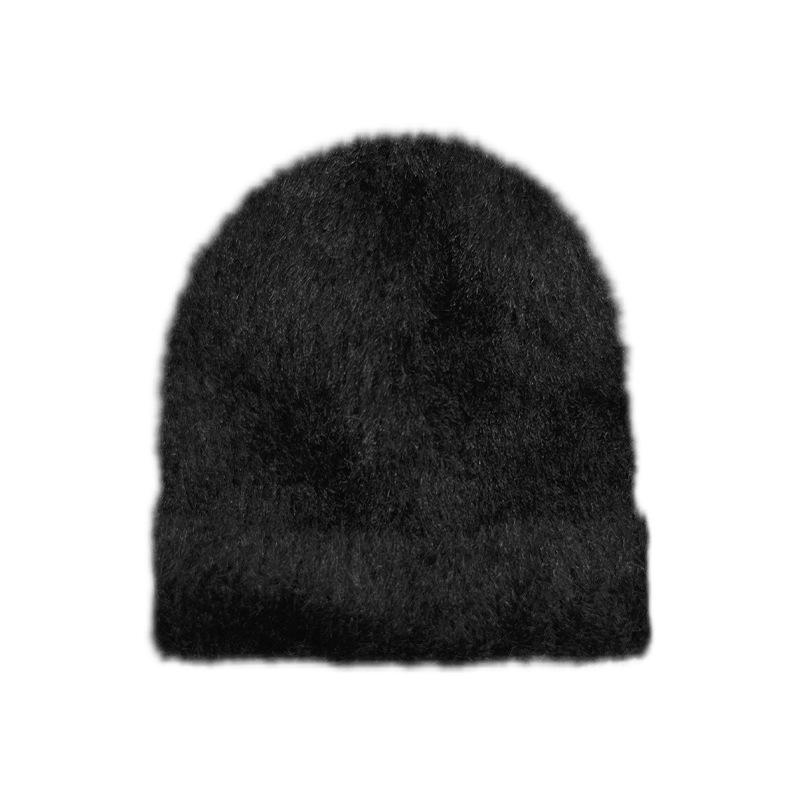 Winter Imitation Mink Hair Children's Knitted Hat, Solid Color Imitation Rabbit Hair Wool Hat for Boys and Girls Outdoor Warm Cold Hat