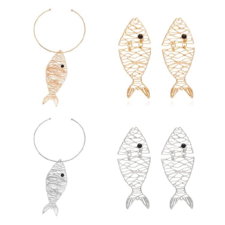 Fish Studs Earrings/Necklace Female Ear Studs/Choker Women Jewelry for Party