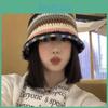 Handmade Knit Color Block Fisherman Hat Women Winter Warm Wool Cap Ins Style