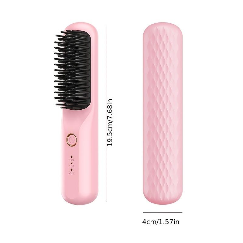 Cordless Hair Straightener Brush, USB Rechargeable 2 in 1 Hair Straightener and Curler, Portable Hair Straightening Brush with 3 Temperature Settings
