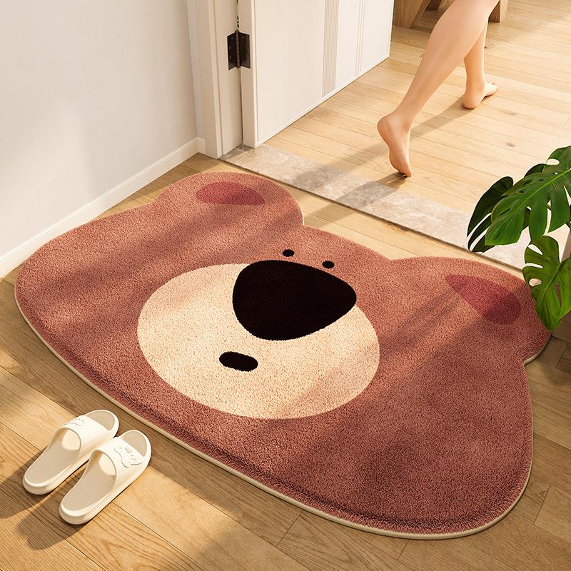 Cartoon Bathroom Door Floor Mat Bathroom Non-slip Foot Pad Imitation Cashmere Pad