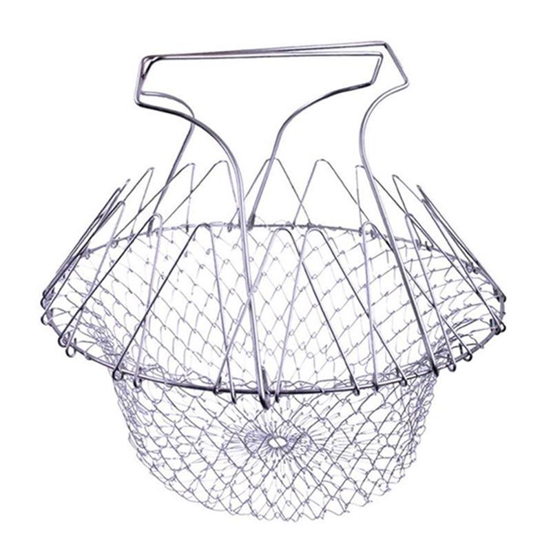 ABWR-Household Folding Draining Basket Kitchen Multi-Function Poaching Boiling Deep Frying Basket