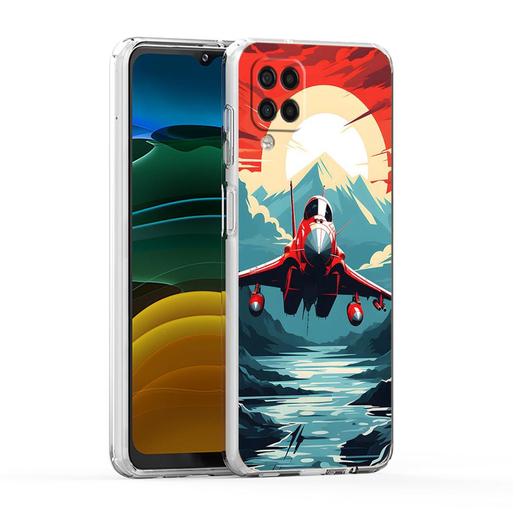Soft TPU for Samsung Galaxy A13,A15,A22,A23,A25,A31,A32,A33,A35,A41,A51,A52,A53,A05,5G Transparent Phone Case Sky Jet Fighter