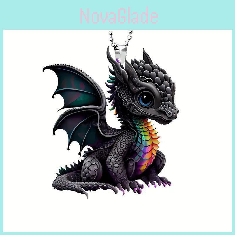 Colorful Magic Black Dragon Acrylic Pendant Cartoon Style Car Interior Decoration