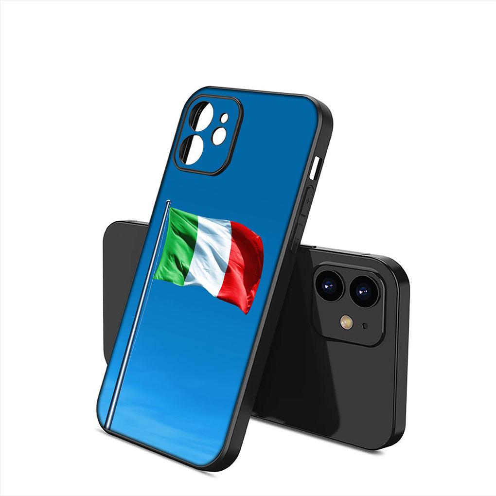 Italie Drapeau Italia Housse Souple en Silicone pour Apple iPhone 15 14 Plus 13 12 Mini Pro Max XR + 13Pro 14+ 15+ Coque de Téléphone