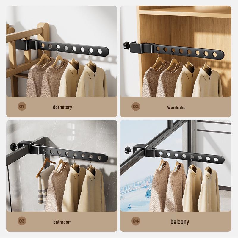 Aluminum Balcony Clothes Drying Rack with Snap-On Anti-Theft Clips for Window Frames - No Drilling Needed