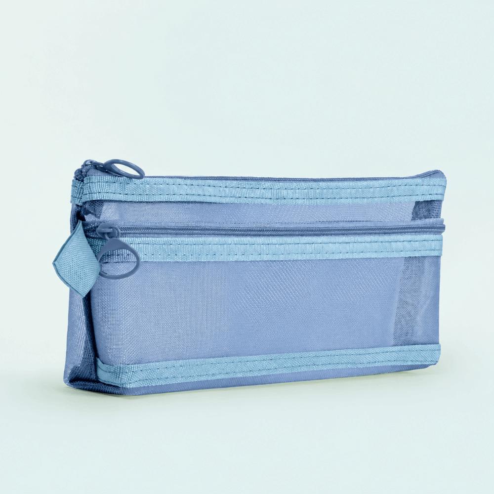 Double-Layer Large Capacity Pencil Case Portable Transparent Stationery Organizer Mesh Pen Bag School Office Stationery Bag