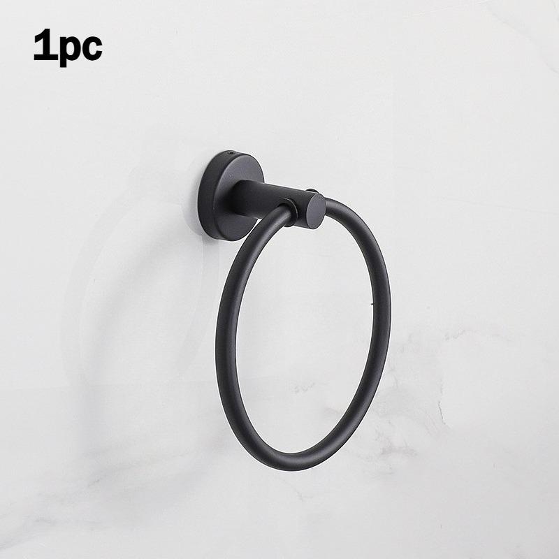 Matte Black Towel Ring - Stainless Steel Wall Mounted Hand Towel Holder for Kitchen & Bathroom Towel Rack - Hand Towel Rack