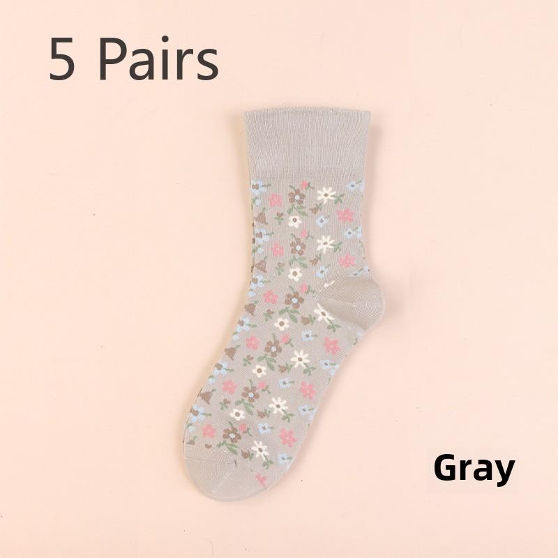 

5 пар осенне-зимних винтажных женских носков средней длины Mori Department College Socks средней длины 5 Pairs хаки