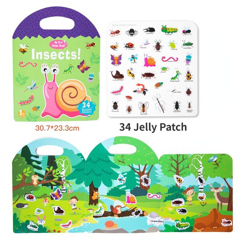 Reusable Stickers, Reusable Static Sticker Books, Sticker Book, Reusable Girls, Gift for Boys or Girls, Children's Educational Toy, Dinosaurs