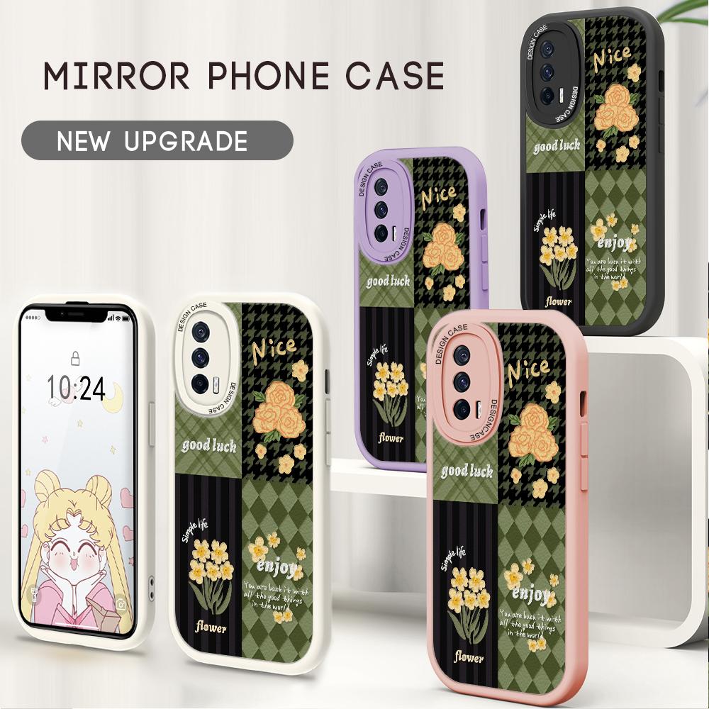 Stylish Flowers Lattice Pattern PU Leather Phone Case for iPhone 15 14 13 12 Pro Max Samsung Galaxy S23 Ultra S20 FE A52 Redmi Xiaomi POCO Soft Cover