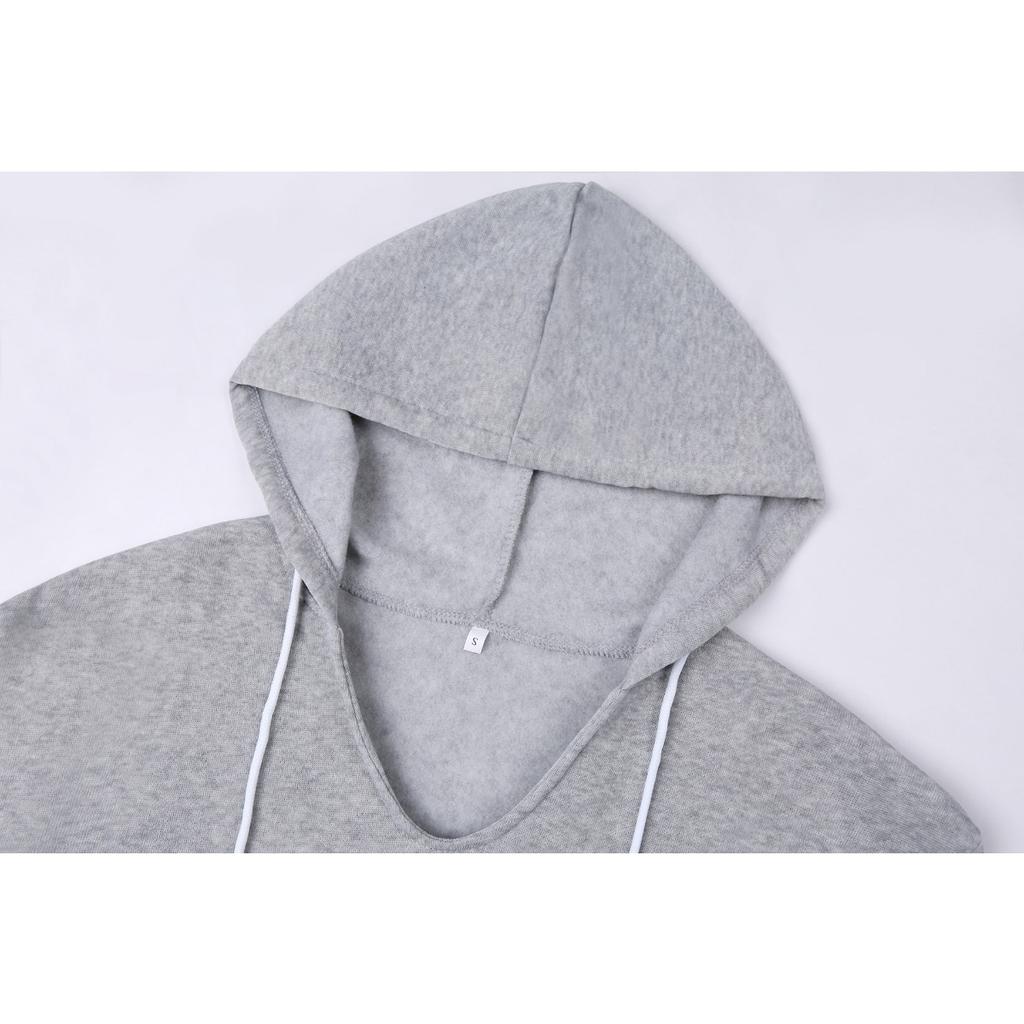 Women's Solid Color Long Sleeve Hooded Drawstring Sweatshirt Coat Autumn Winter Casual Outerwear for Dropshipping