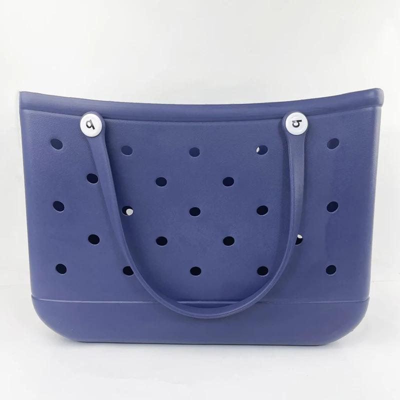 Durable Waterproof Beach Bag Storage Baskets Summer Rubber Tote Solid Color Jelly Beach Bags Sundries Organizer