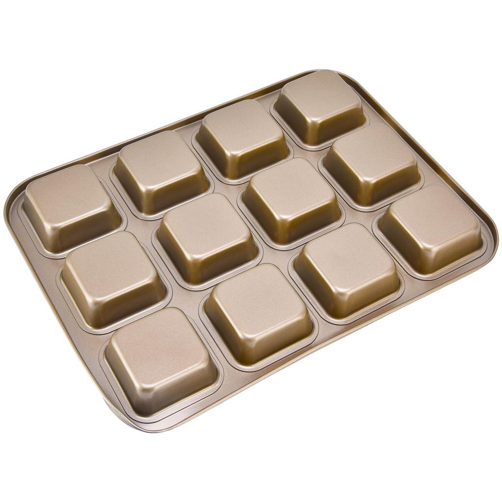 Mini Loaf Baking Pans 12 Cavity Brownie Baking Pan Carbon Steel Muffin Bakeware Cupcake Bread Divider Mold